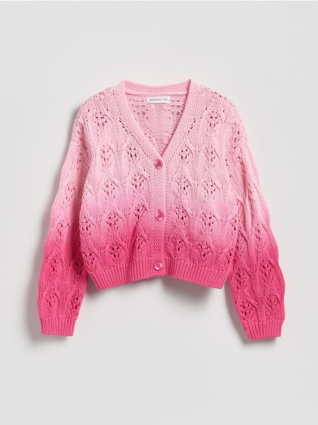 Reserved - Kardigan z efektem ombre - pastelowy róż