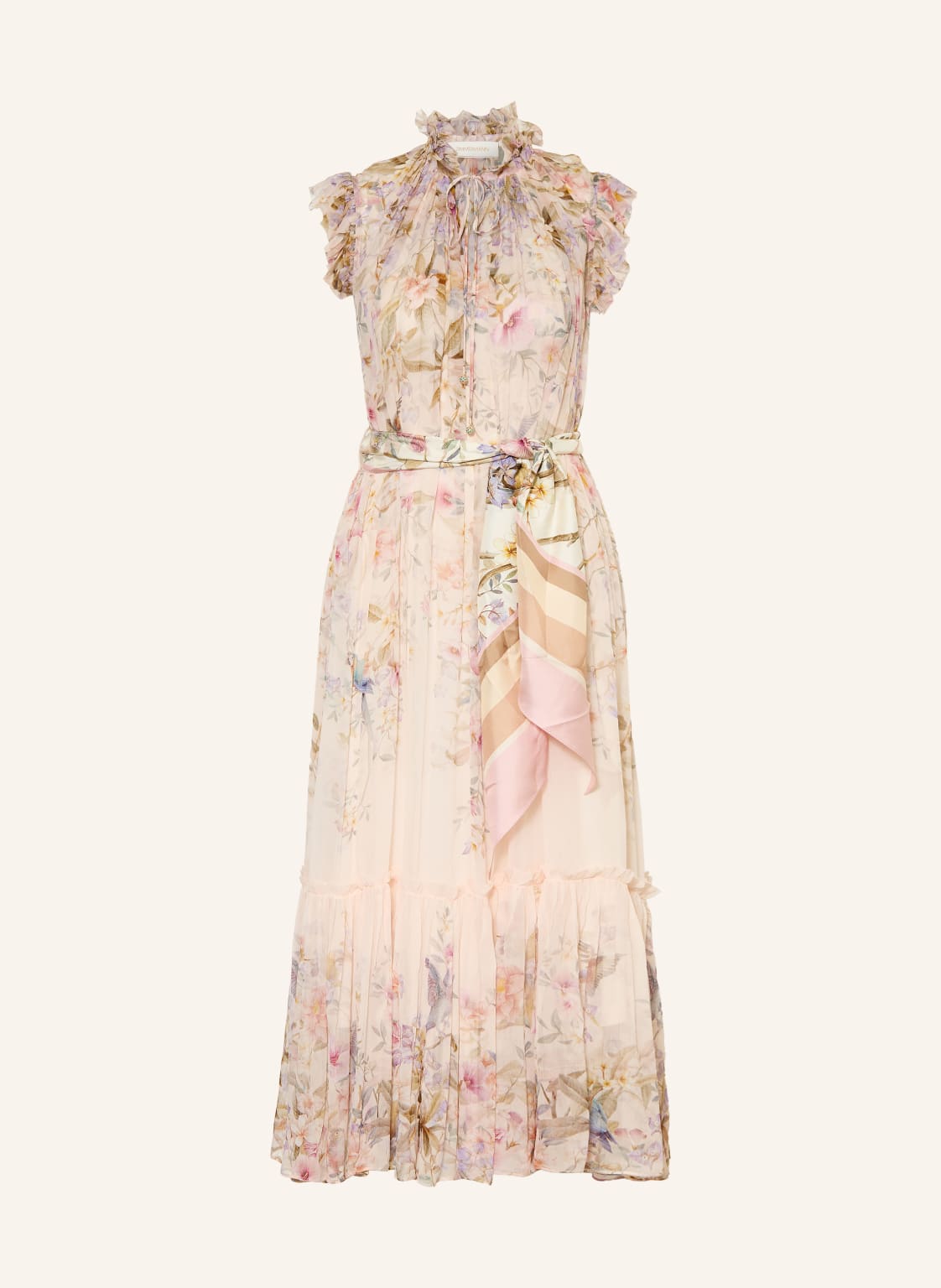 Zimmermann Sukienka Rebellion Z Falbanami I Plisami beige