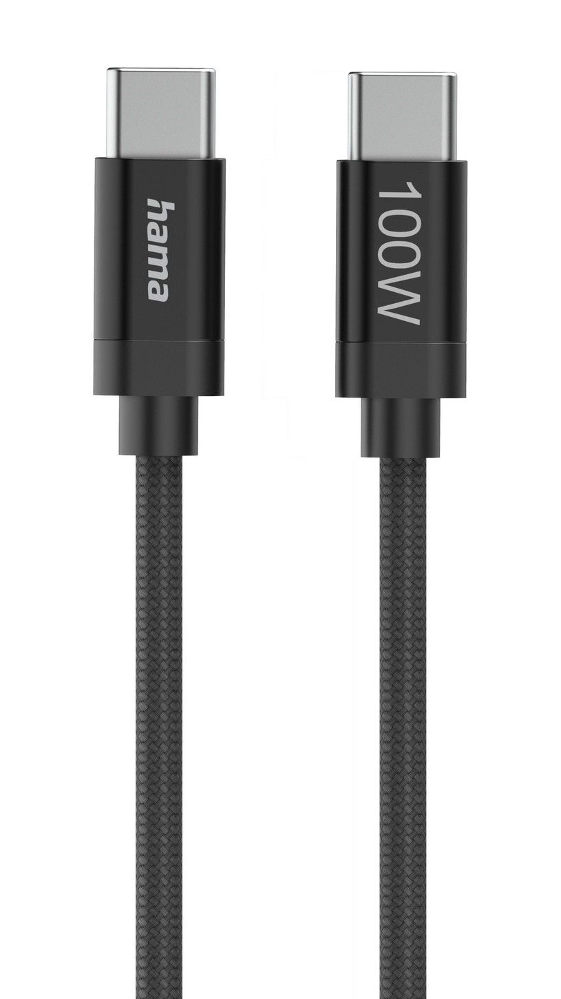 Hama USB-C - USB-C nylonowy, 100W, 1.5m, czarny