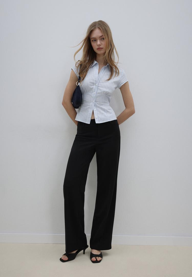 Stradivarius Spodnie wizytowe proste slim Czarny 44