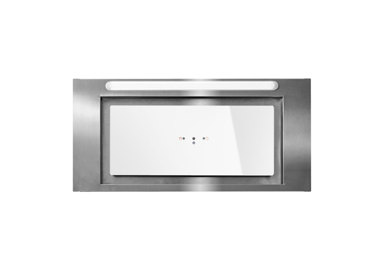 Toflesz Lumino Inox Białe Szkło Gest 89,5cm 850m3/h