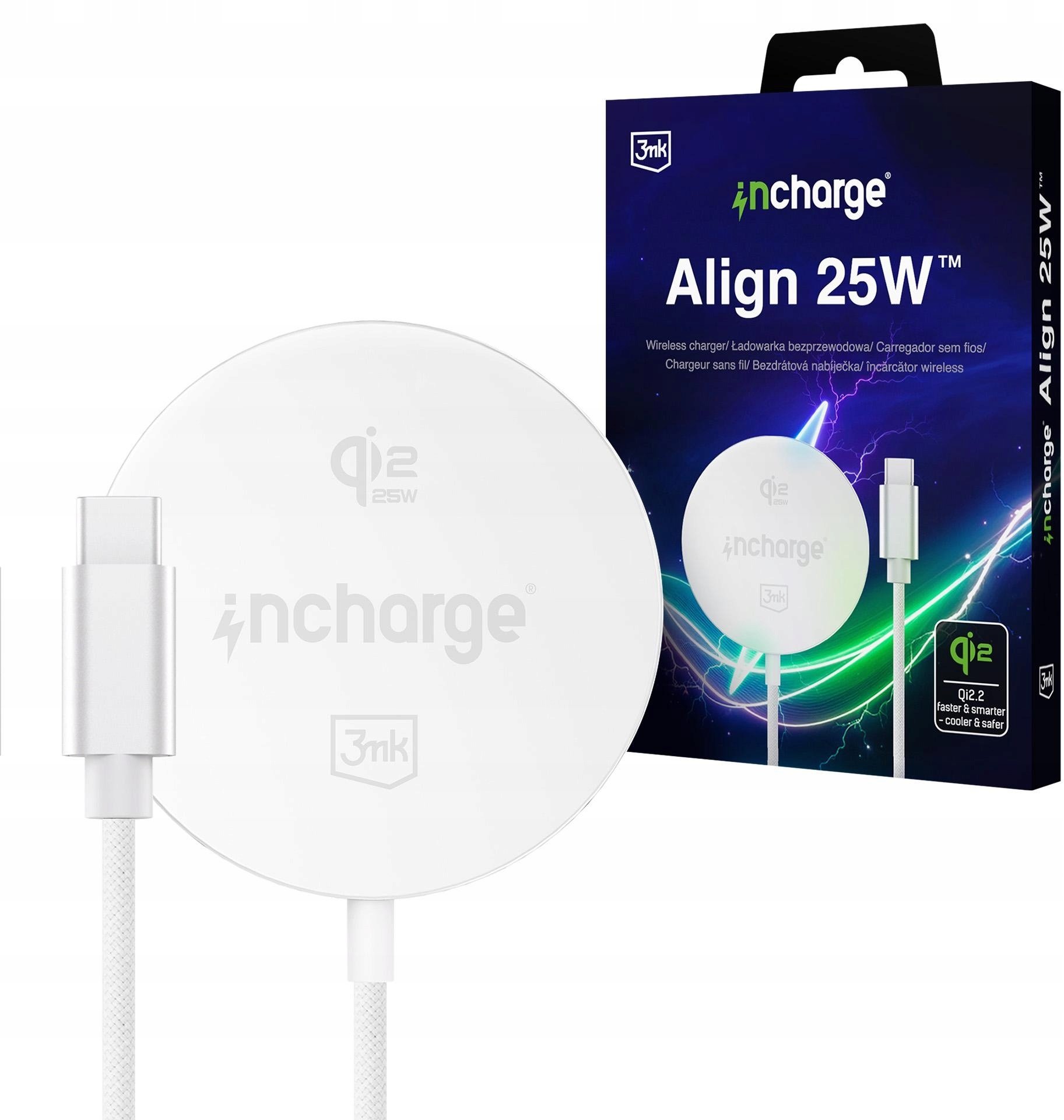3mk incharge Align Qi2.,2 25W for Android White