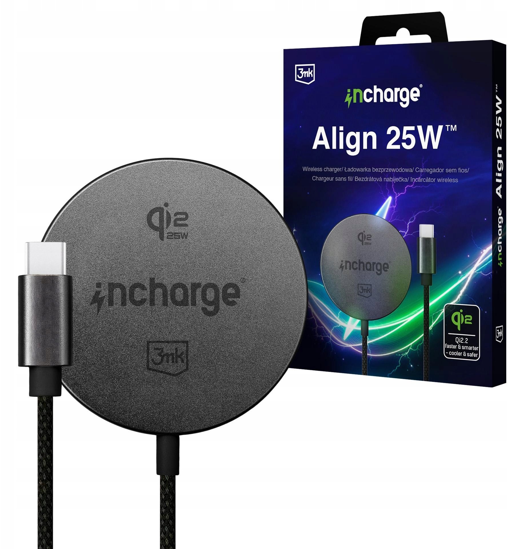 3mk incharge Align Qi2.,2 25W for Android Black