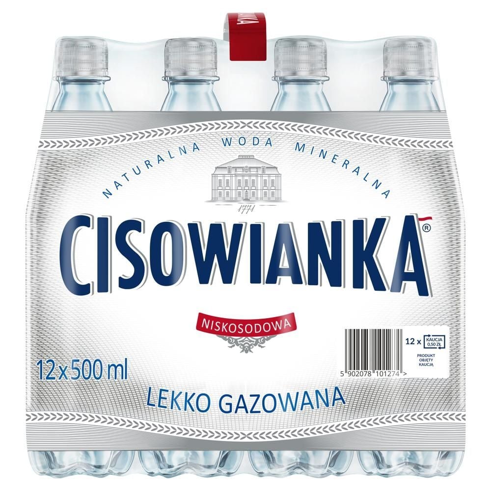 Cisowianka Naturalna woda mineralna lekko gazowana niskosodowa 12 x 500 ml