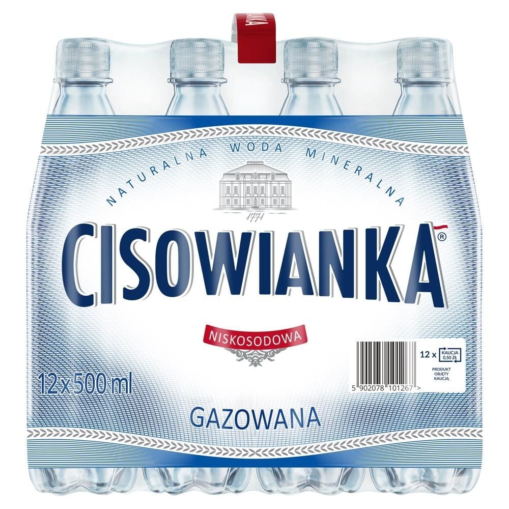 Cisowianka Naturalna woda mineralna gazowana niskosodowa 12 x 500 ml