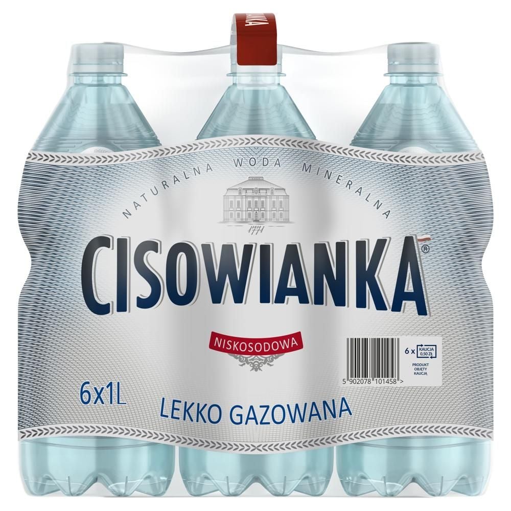 Cisowianka Naturalna woda mineralna lekko gazowana niskosodowa 6 x 1 l