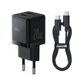 Baseus Palm P10111608113-01 20W szybka ładowarka sieciowa z gniazdem USB + USB-C PD 3.0 + kabel 1m