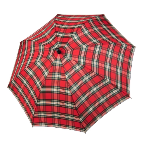 Parasol Doppler Fiber Burgund Check Red półautomatyczny długi z paskiem