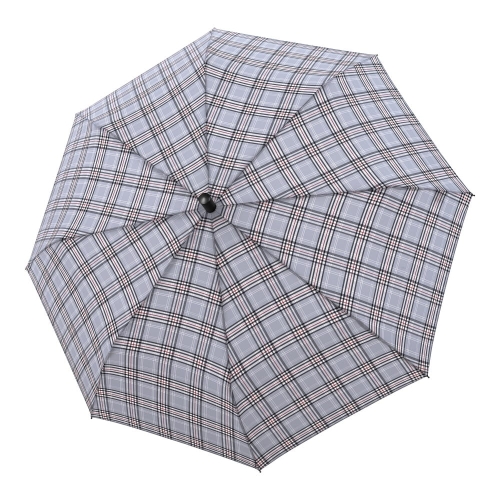 Parasol Doppler Fiber Burgund Check Grey półautomatyczny długi z paskiem