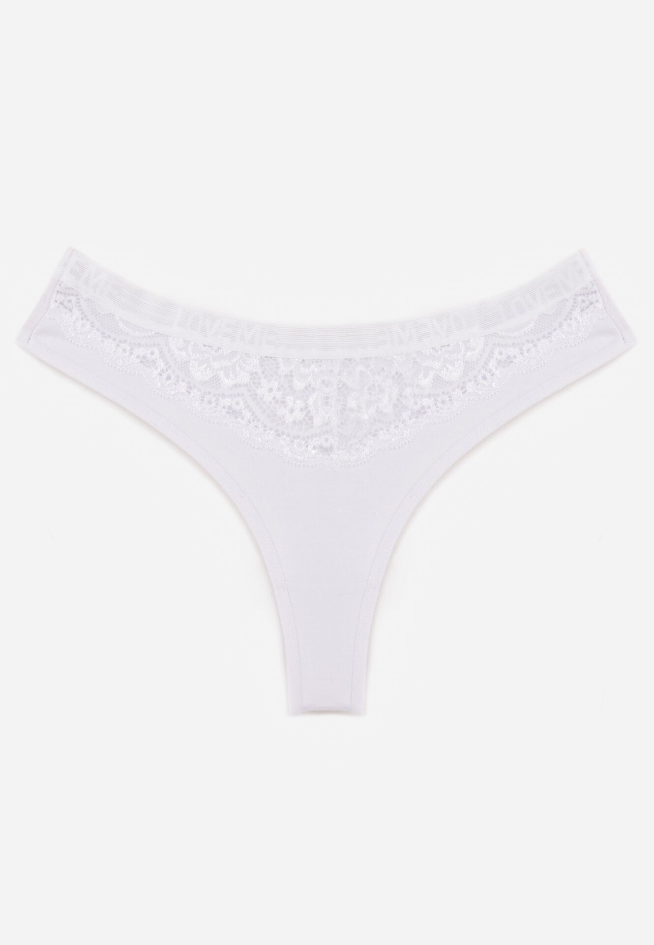 Białe Majtki Stringi z Bawełną Ozdobione Koronką Thelanthe