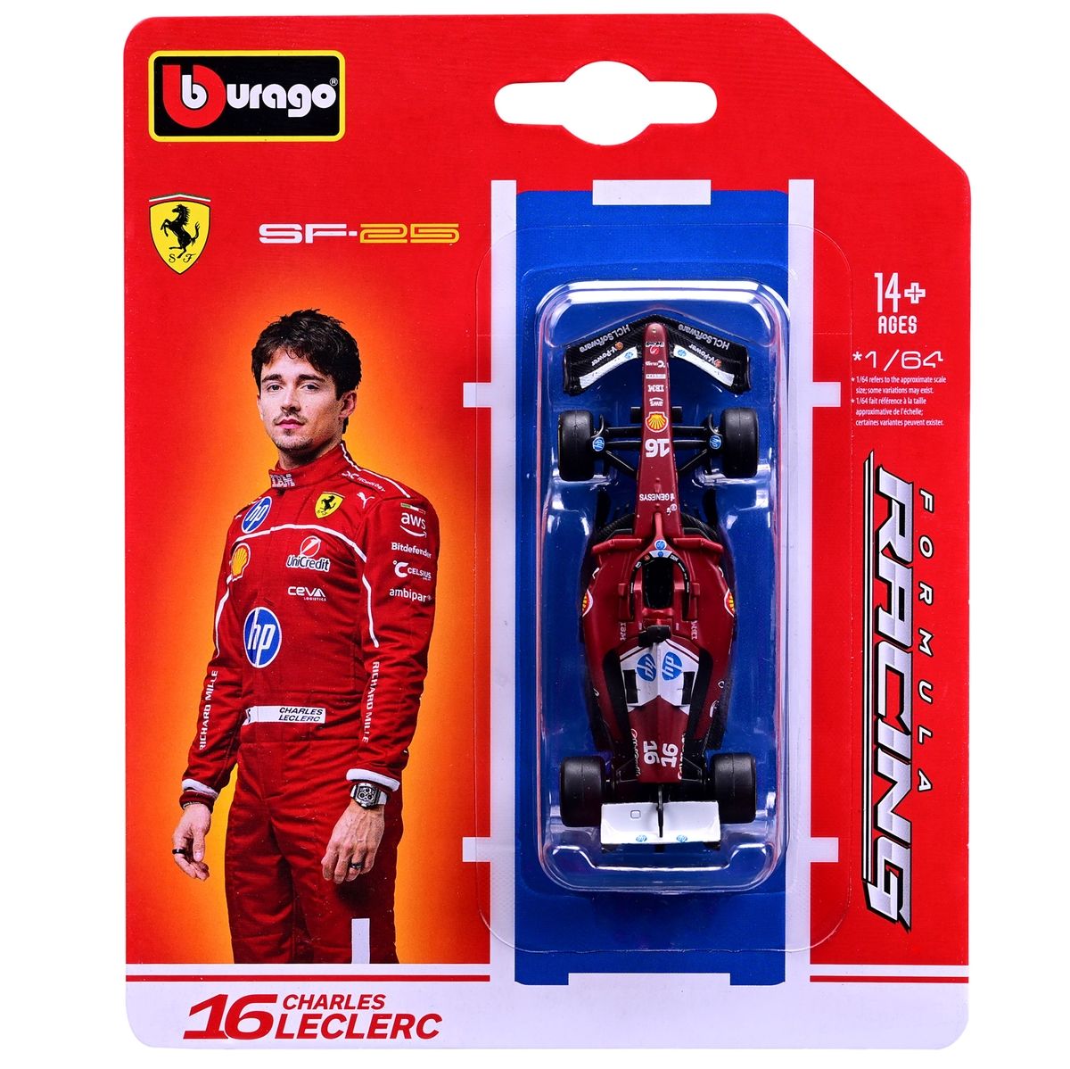 Bburago model 164 bolid f1 ferrari sf-25 2025 charles leclerc 18-56801 - model lub pojazd