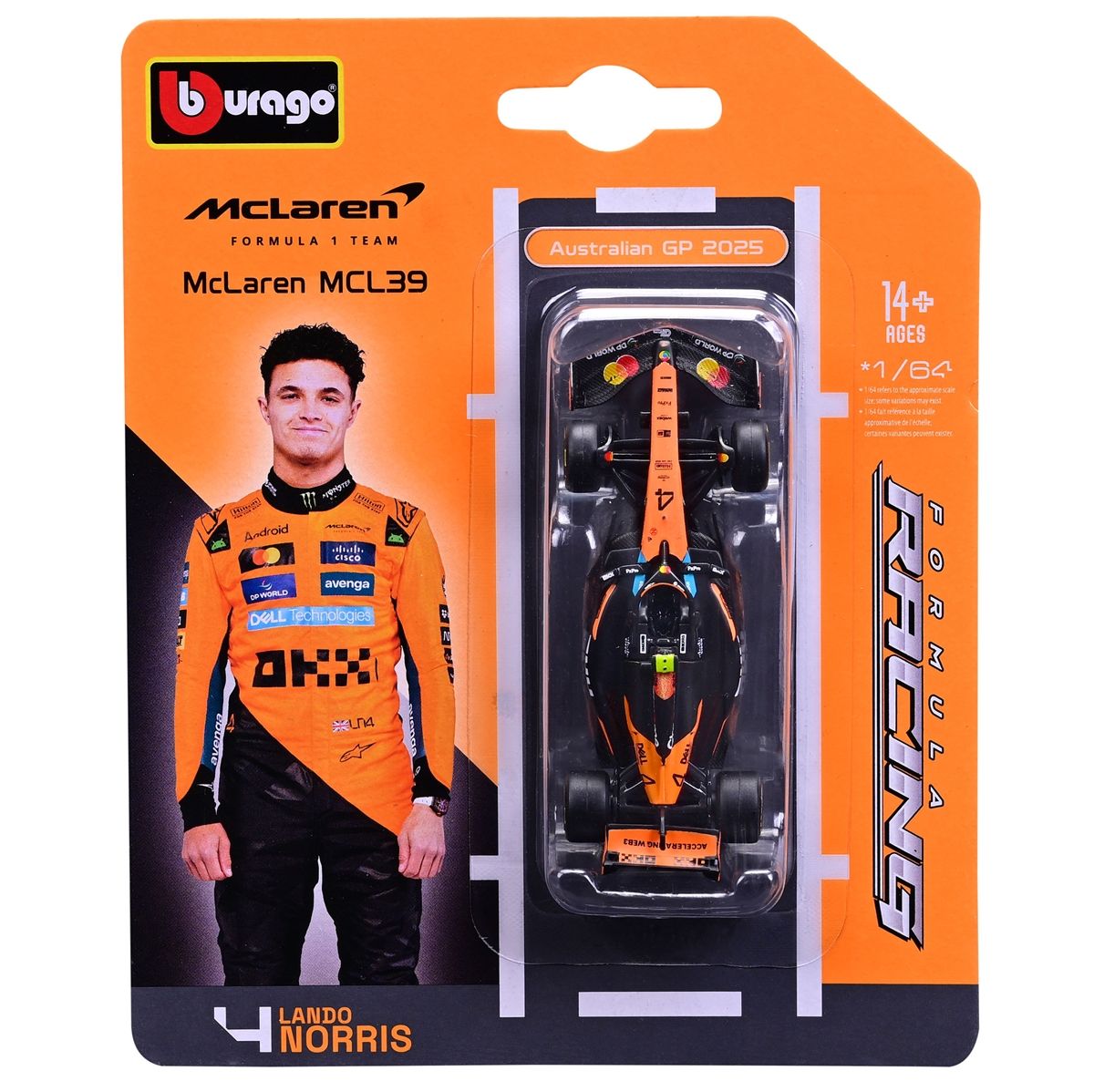 Bburago model 164 bolid f1 mclaren mcl39 norris gp australii 2025 18-58001 - model lub pojazd