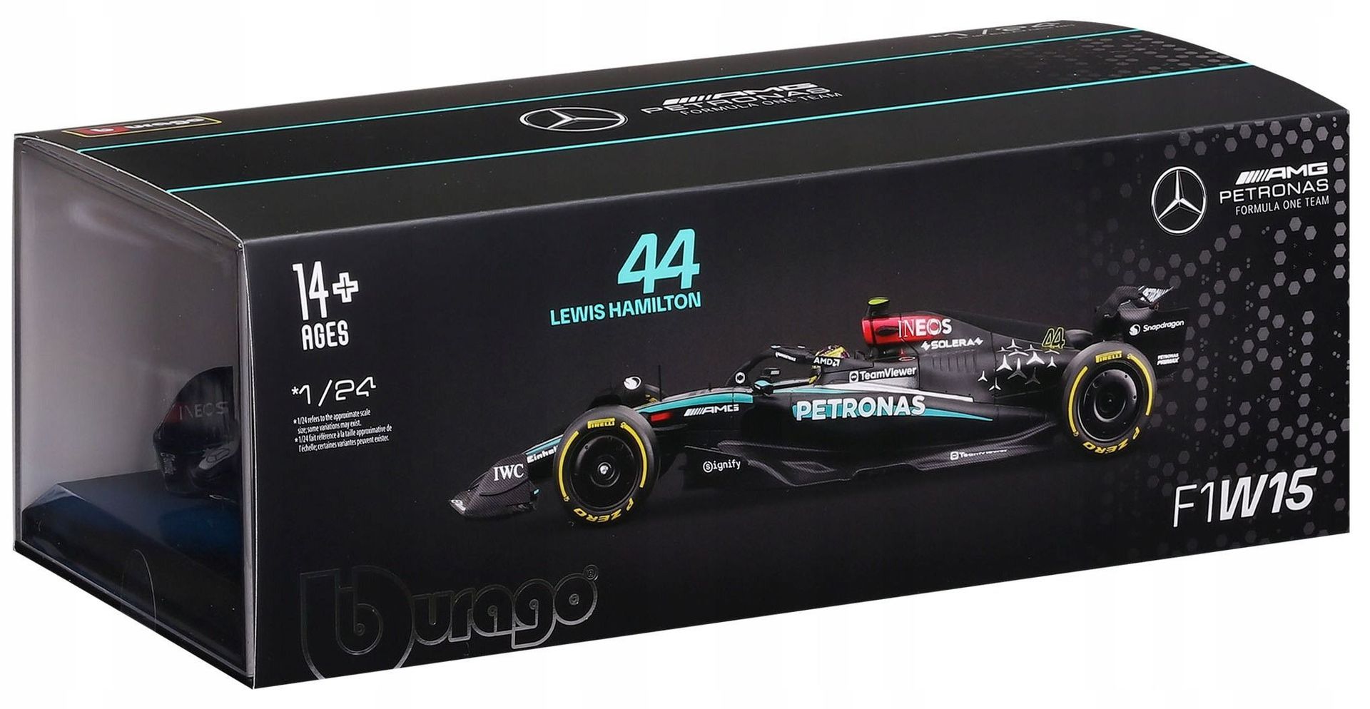 Bburago model 124 bolid f1 mercedes amg w15 2024 lewis hamilton 18-28063 - model lub pojazd
