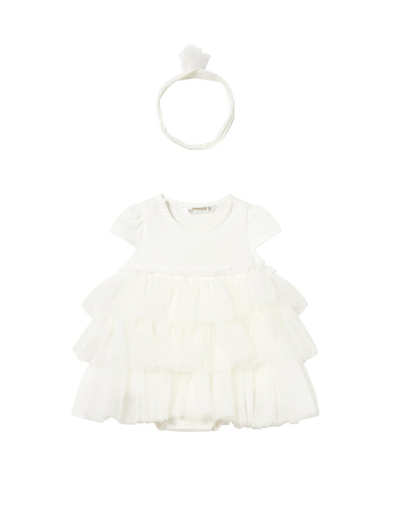 Mayoral Sukienka elegancka 1601 Biały Regular Fit