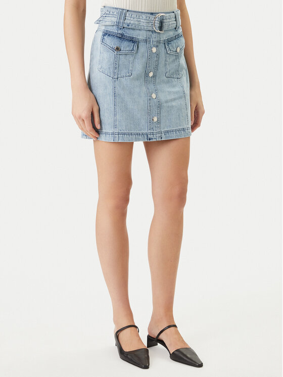 Morgan Spódnica jeansowa 251-JOLAM Błękitny Regular Fit