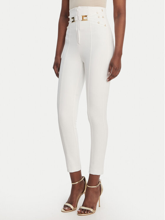 Elisabetta Franchi Spodnie materiałowe PA-158-61E2-V350 Biały Skinny Fit