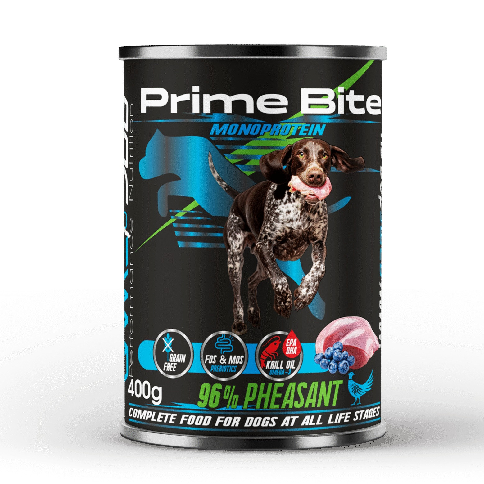 PRIME BITE Monoprotein Bażant z jagodą - mokra karma dla psa - 400g