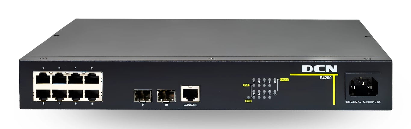 DCN S4200-10P-PL-SI przełącznik sieciowy Zarządzany L2 Gigabit Ethernet (10/100/1000) Obsługa PoE 1U Czarny