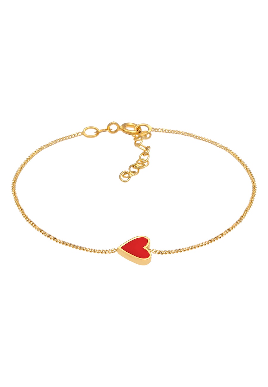 Elli Herz Liebe Love Valentinstag 925 Silber vergoldet Bransoletki 1 ct Damski