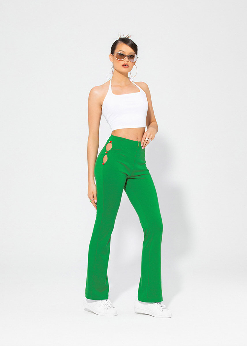 Spodnie dzwony rose green
