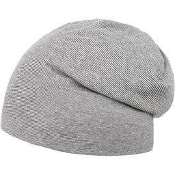 Czapka Beanie Cotton Jersey Stripes by Lipodo, jasnoszary, One Size