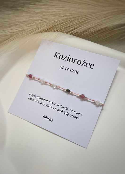 Bransoletka znak zodiaku Koziorożec srebrne kulki