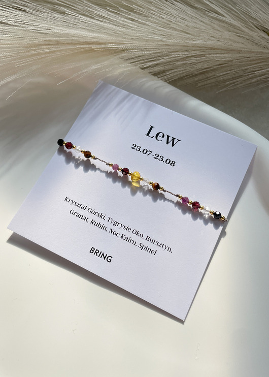 Bransoletka znak zodiaku Lew pozłacane kulki