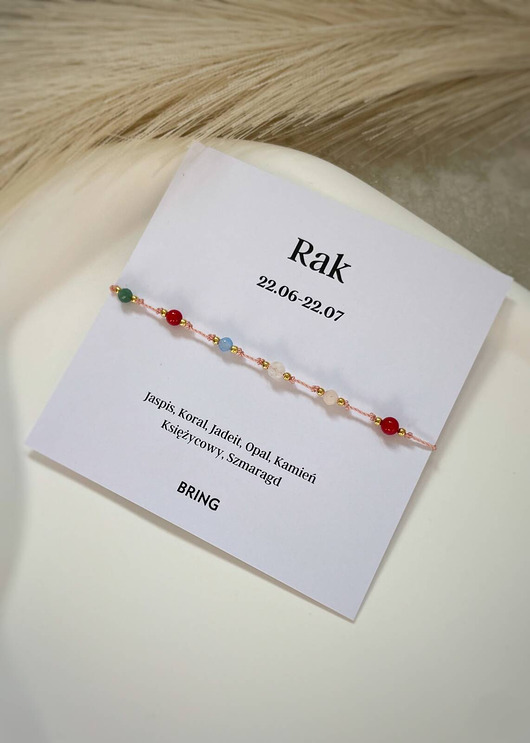 Bransoletka znak zodiaku Rak pozłacane kulki