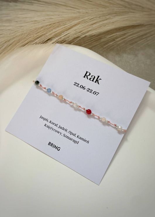 Bransoletka znak zodiaku Rak srebrne kulki