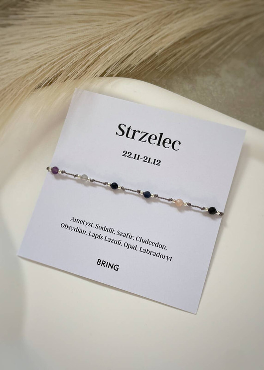 Bransoletka znak zodiaku Strzelec srebrne kulki