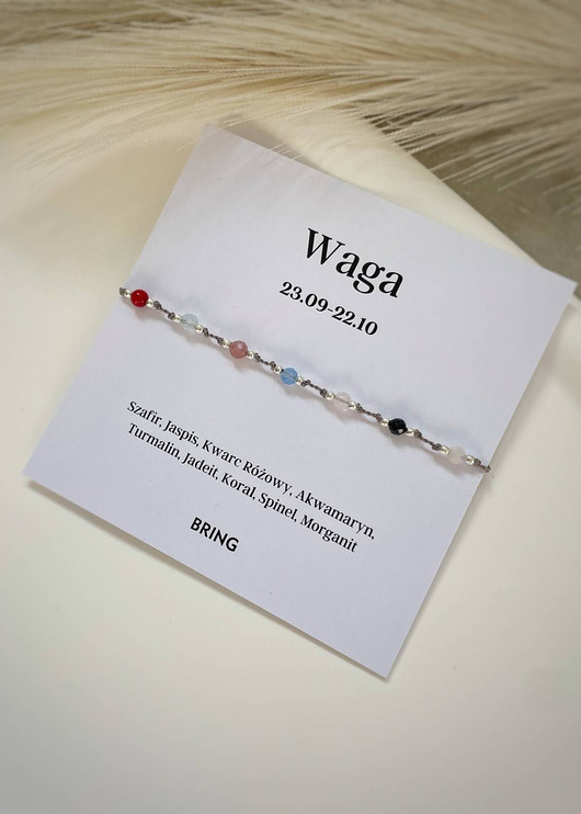 Bransoletka znak zodiaku Waga srebrne kulki