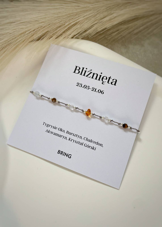 Bransoletka znak zodiaku Bliźnięta srebrne kulki