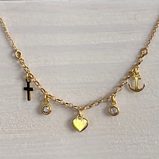 SERCE KOTWICA KRZYŻ Wiara nadzieja miłość Naszyjnik ze srebra