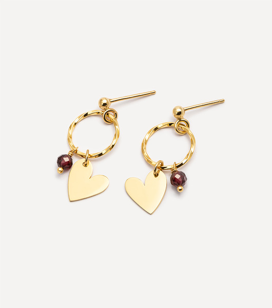 Kolczyki pozłacane z sercem My way