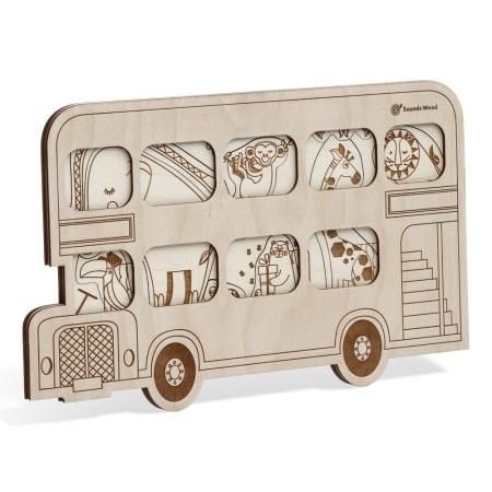 Puzzle drewniane - Czerwony autobus Sounds Wood - puzzle