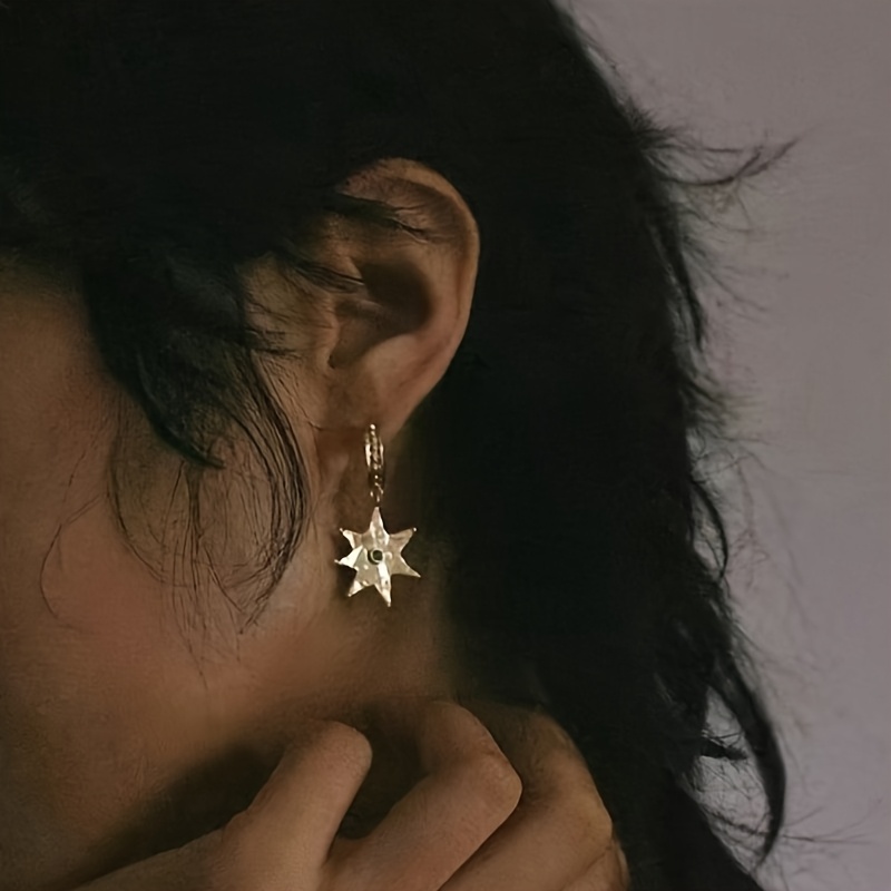 TEMU Stylowe i wszechstronne kolczyki w stylu vintage, inspirowane gwiazdami, w kolorze złotym