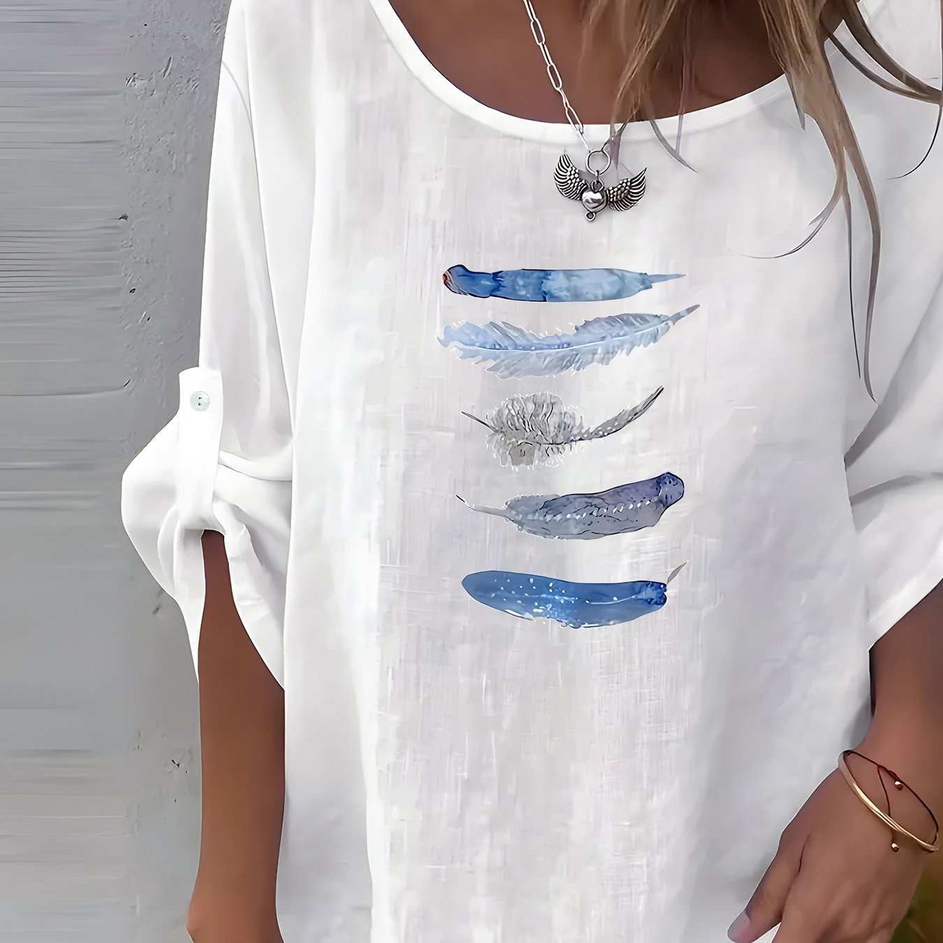 TEMU Stylowa i kreatywna koszulka damska z długim rękawem i nadrukiem, z okrągłym dekoltem. Ta jednoczęściowa koszulka damska idealnie nadaje się na