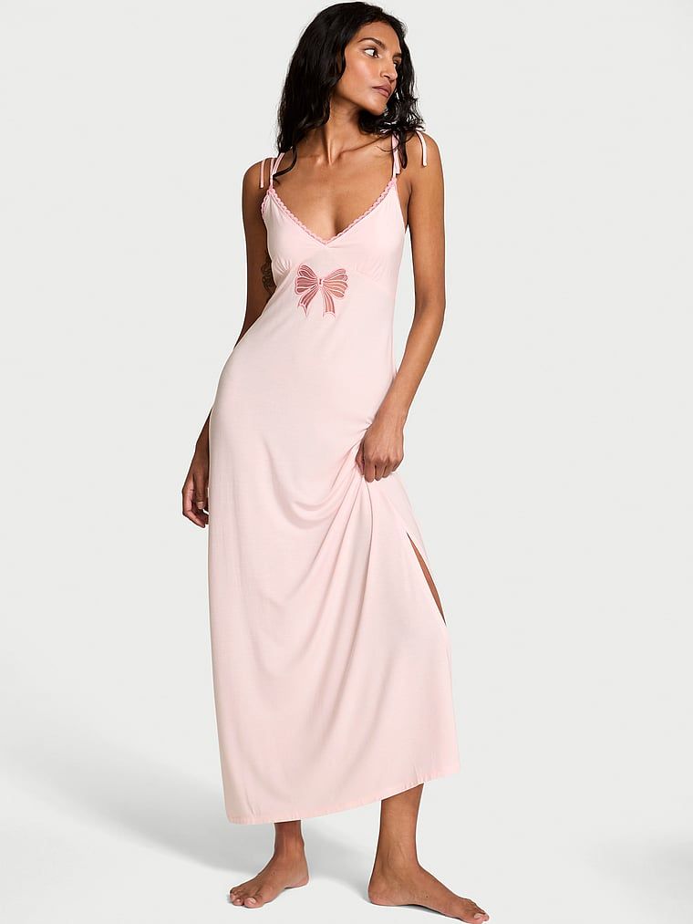 Victoria's Secret Koszula nocna z modalu długa Bow Maxi