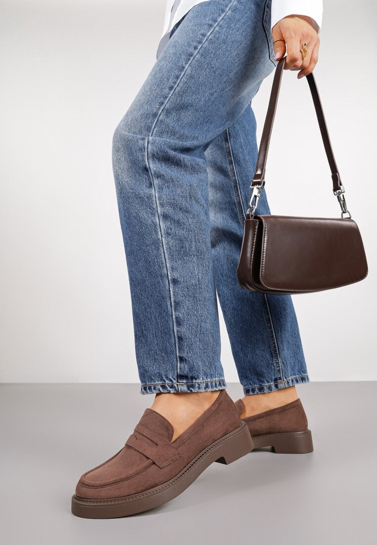 Brązowe Mokasyny Vices Ozdobione Przeszyciami Racce