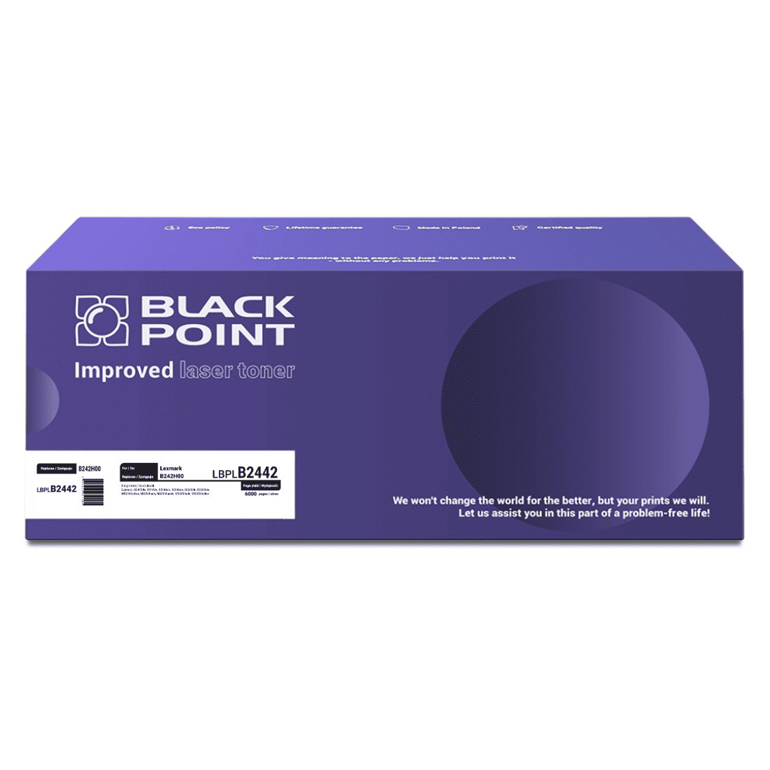 Toner Black Point LBPLB2442 zamiennik Lexmark B242H00 black