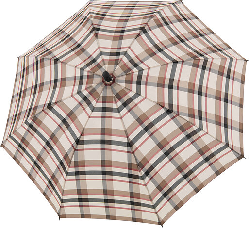 Parasol automatyczny Fiber Burgund w kratę beżowy