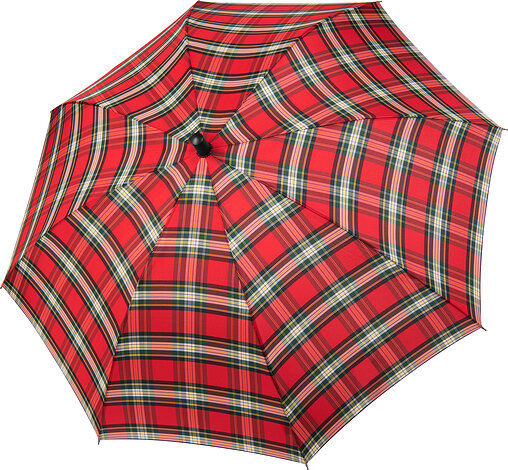 Parasol automatyczny Fiber Burgund w kratę czerwony