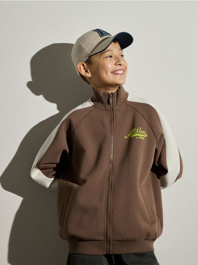 Reserved - Bluza na zamek - brązowy