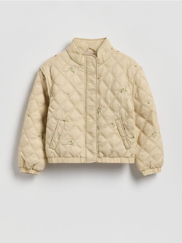 Reserved - Kurtka z haftem - beżowy