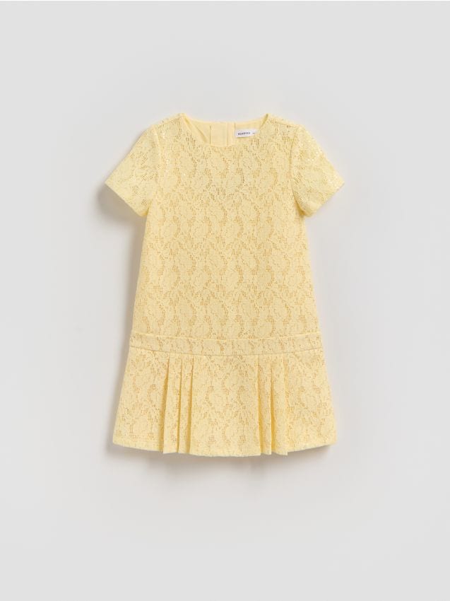 Reserved - Koronkowa sukienka z cekinami - jasnożółty