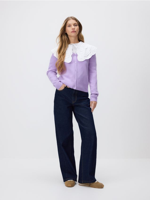 Reserved - Wełniany kardigan - fioletowy