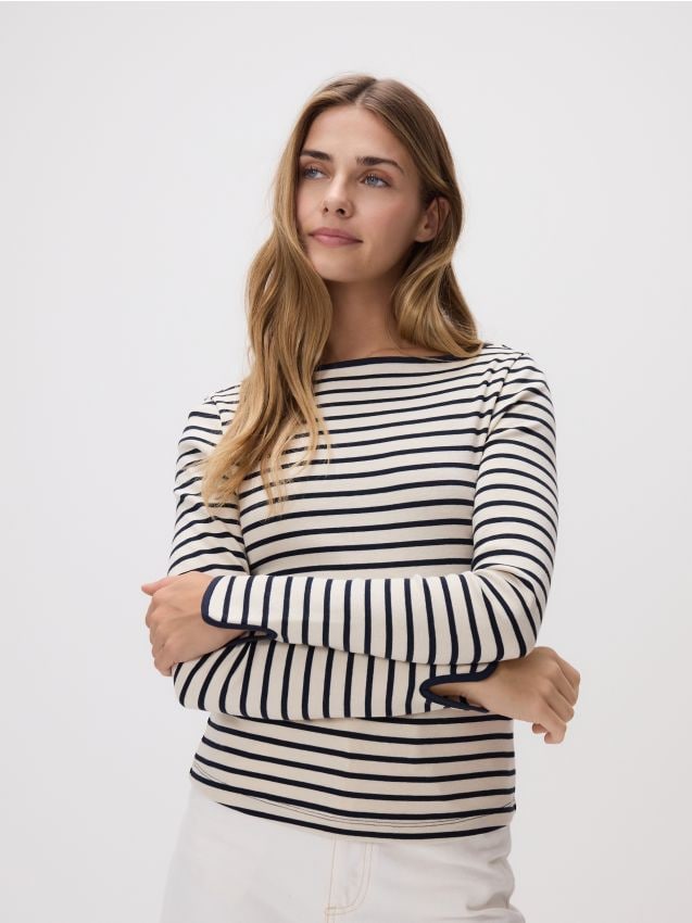 Reserved - Longsleeve w paski - wielobarwny