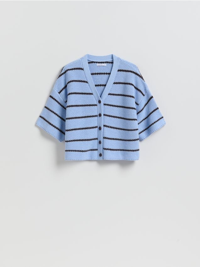 Reserved - Kardigan w paski - jasnoniebieski