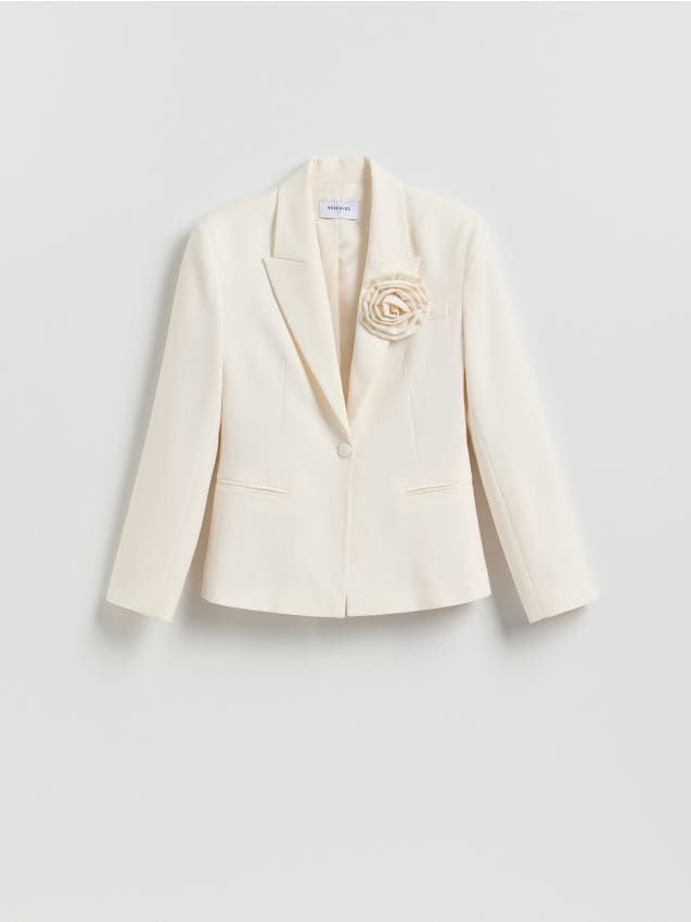 Reserved - Marynarka z broszką - kremowy