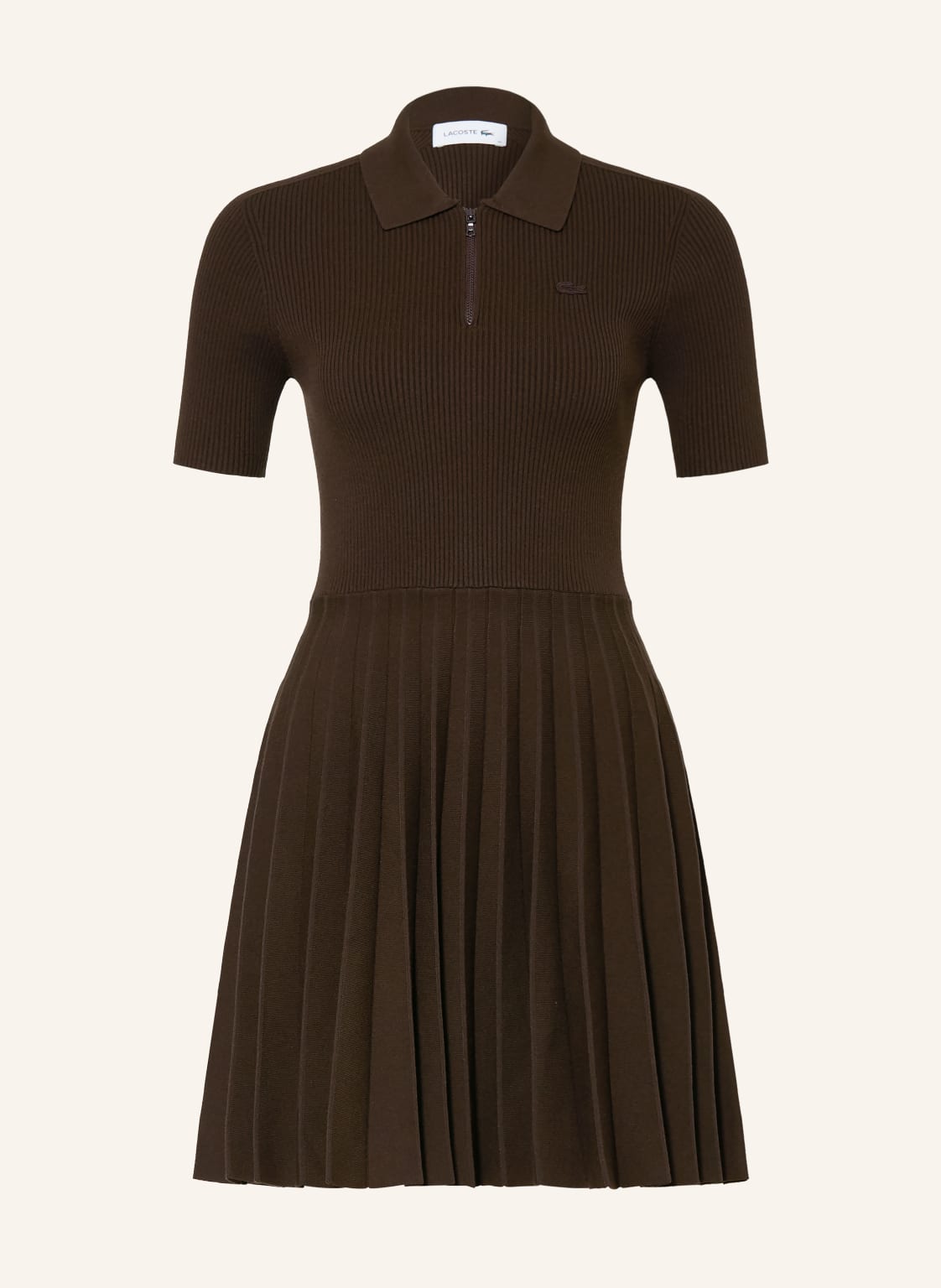 Lacoste Sukienka Z Dzianiny Z Plisami braun